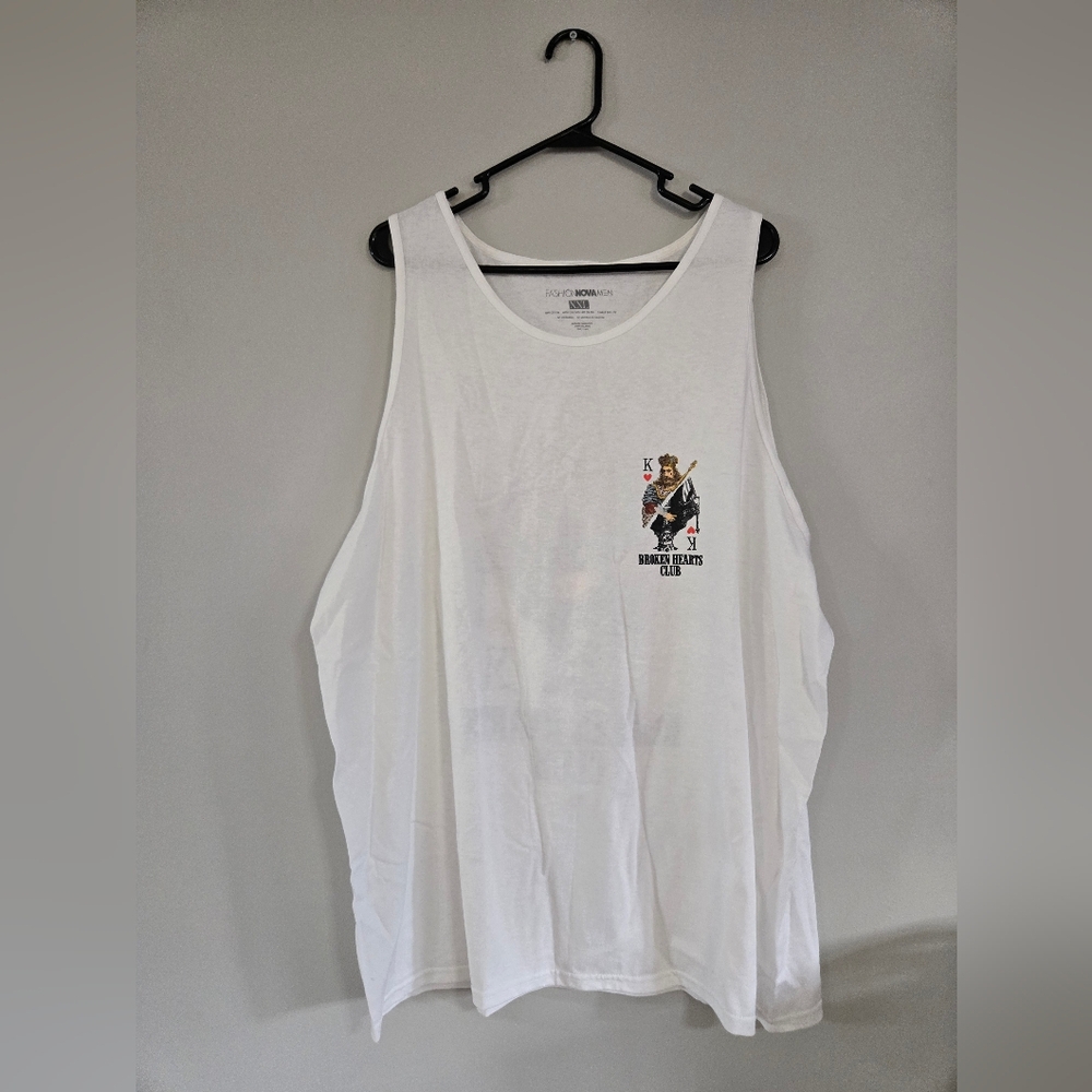 Fashion Nova White Graphic Tank Top - Broken Hearts Club